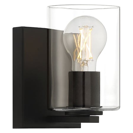 Access Lighting Oslo, 1 Light LED Wall Sconce  Vanity, Matte Black Finish, Clear Glass 62580LEDDLP-MBL/CLR